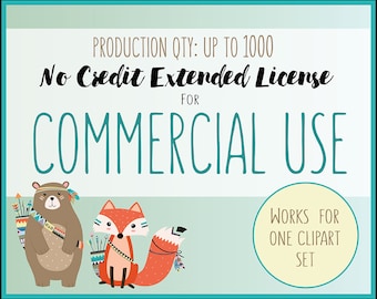 Extended License for Commercial Use of Any Clipart Set - Production Quantity of 1-1000, Extended Commercial Use of Clip Art