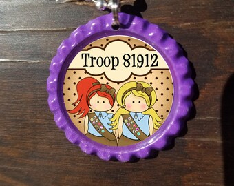 Brownie Girl Scouts Personalized ANY NAME bottle cap necklace - * Free Chain*