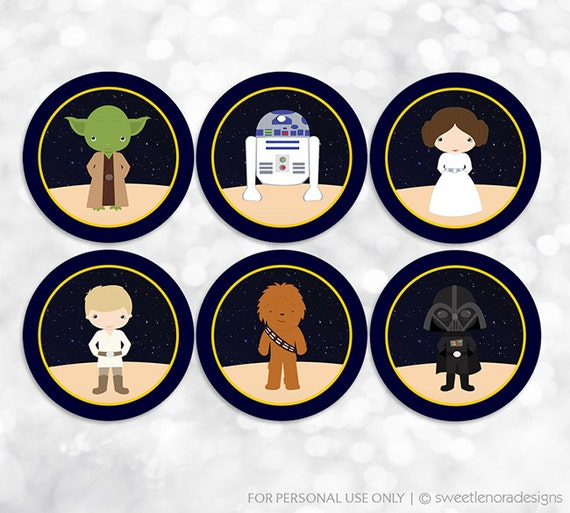 star wars printable party tags stickers labels cupcake