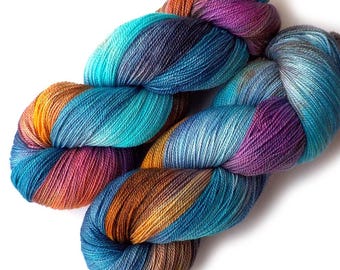 Hand Dyed Yarn Lace Yarn Merino and Silk - In the Window, 870 yards