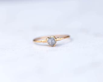 Raw Diamond Ring, Gold Ring, Engagement Ring, Stacking Rings, Promise Ring, Dainty Ring, Minimalist Ring, Gemstone Ring, Raw Crystal Ring