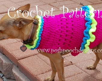 Instant Download Crochet pattern - Dog Summer Fun Suit - Dog Sweater - 2-15 lbs