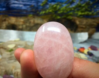 ROSE QUARTZ Polished Palm Stone| Healing Stones, Palm Stones, Crystal Healing, Worry Stones, rose quartz crystal