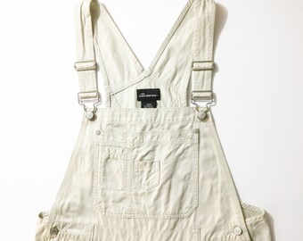 Vtg khaki Overalls, shorts overalls, shortalls, vtg short overalls, overalls, XL junior, women's overalls