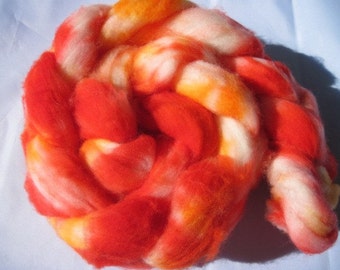 Flame- Superwash Merino Wool Roving 3.5 oz. for spinning