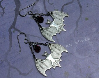 Vampire Bat Earrings, Bat Earrings, Goth Earrings, Halloween Earrings, Vampire Earrings, Holiday Earrings, Vampire Jewelry, Goth Jewelry