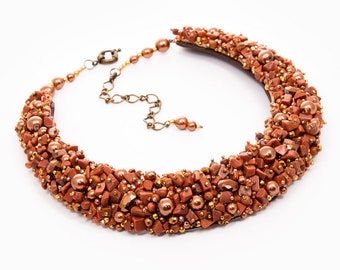 SUN STONE - statement necklace, semi precious stones necklace, beaded necklace