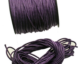 Dark Purple Woven Waxed Cotton cord 2mm - 25 feet/7.62 meters.