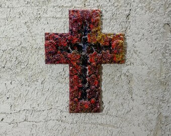 Ceramic cross, cross ornament, cross for wall, decorative cross, hanging cross, wall cross, mosaic wall cross, baptism cross, wall crucifix