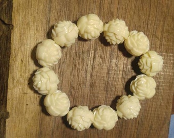 Carved Rose -Look Lucite Bead Bracelet