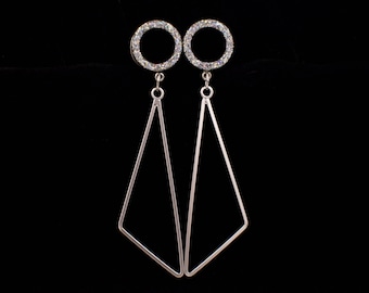 Iridescent Sparkle Geometric Triangle Tunnel Dangle Plugs / 6g, 4g, 2g, 0g, 00g, 7/16, 1/2, 9/16, 5/8, 11/16, 3/4 / Wedding Hanging Gauges