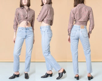 LEVI JEANS 505 HIGH waist levis vintage denim Light Wash boyfriend jean denim / Size 8 9 / 30 Inch Waist