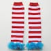 Red and Turquoise Stripe Dr. Suess Inspired Baby/Toddler Legwarmers