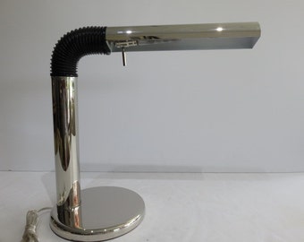 Chrome Mid-Century Modern Desk Lamp With Adjustable Arm.