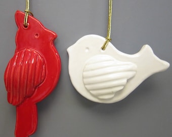 Stately Cardinal & Turtle Dove Ornaments