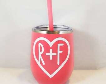 Rodan and Fields 12oz Stainless Steel Wine Tumbler With Lid And Straw, Boss Babe, Team Gift