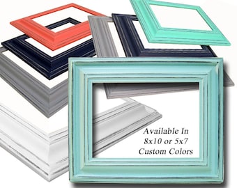Picture Frame 5x7 Frame or 8x10 Frame Picture Frames Distressed Frames Wide Wood Picture Frames Custom Colors 5x7 Picture Frame 8x10