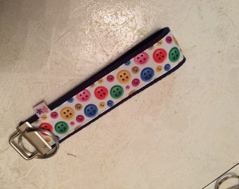 Buttons wrist key chain key fob wristlet