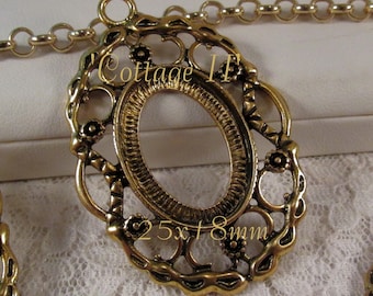 25x18mm Antique Gold Setting - 'Cottage II' - 1 pc : sku 08.07.15.7 - W42