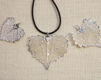 SALE Leaf Necklace, Vintage Leaf, Silver Cottonwood Leaf, Silver Leaf, Real Leaf Necklace, Boho Necklace, Silver Leaf Pendant, SALE152