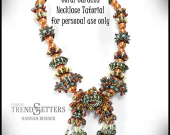 Just Released - Beading tutorial Coral Gardens Beaded Necklace peyote stitch & RAW pattern instructions DIY by Hannah Rosner