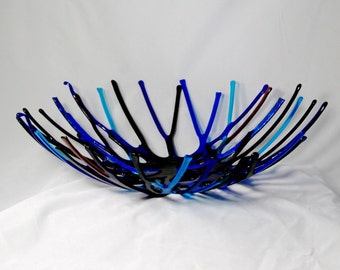 Fused Glass Wild Blue Tangled Bowl no.2