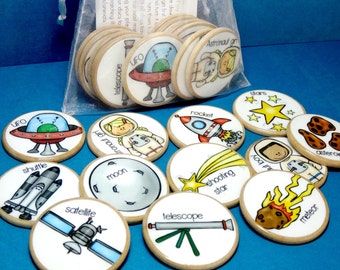 Space wooden memory game - space wooden concentration game - educational game - educational toy - teacher resource