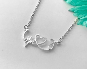 Nurse gift necklace LPN RN necklace / Nurses / Nursing Student / Nurse gift - ekg - heart - stethoscope necklace