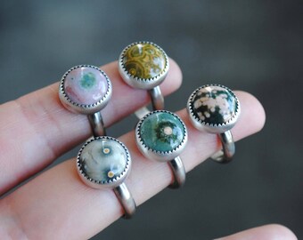 Ocean Jasper Ring, Ocean Jasper Stacking Ring, Sterling Silver Ocean Jasper Jewerly (MADE TO ORDER)