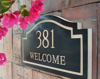 15"x8" Welcome Home Number Plaque, Carved Number, Engraved Plaque, Housewarming Gift, Address Sign, House Numbers, Wood Numbers