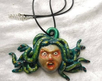Medusa Clay Charm Pendant Necklace / Medusa Choker / Medusa Pendant / Snake Jewelry / Greek Mythology Monster Necklace / Medusa Necklace