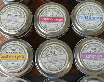 Sea Salt & Summer 2 oz., soy candles, travel tin, candle, travel candle, spring candle, summer candle, soy candle
