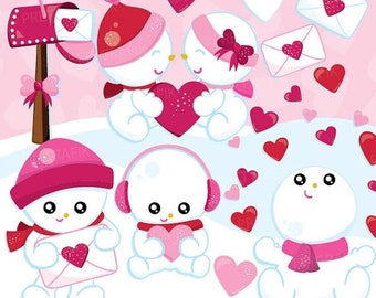 80% OFF SALE Valentine clipart Snowbabies commercial use, Valentine kids clipart, vector graphics, digital clip art, digital images - CL94