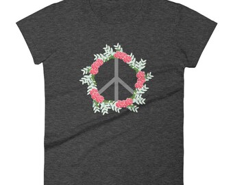 Peace Shirt, Peace sign shirt, peace t-shirt, boho t-shirt, boho shirt, boho gym shirt, floral shirt, women's peace shirt, groovy t-shirt