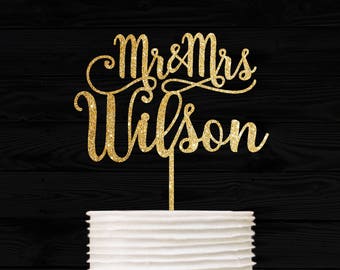 Customized Wedding Cake Topper, Personalized Cake Topper for Wedding, Custom Personalized Wedding Cake Topper, Last Name Cake Topper # 03