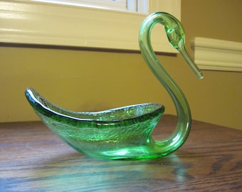 Green Glass Swan 