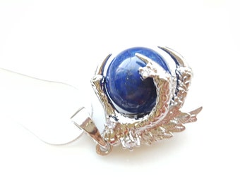 Dragon Claw Pendant- Game of Thrones Necklace- Reiki Chakra Lapis- Lapis Lazuli Necklace- Silver Dragon Necklace- Fantasy Necklace