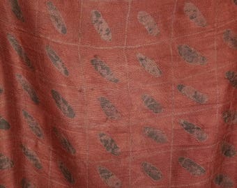 Brown on Red Batik Scarf