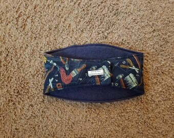Pet Belly Band TOOLS Navy Cotton/Navy Flannel reverse Custom order Size 9-29" Tapered or Rectangle Stop marking Pet Resort Handmade USA