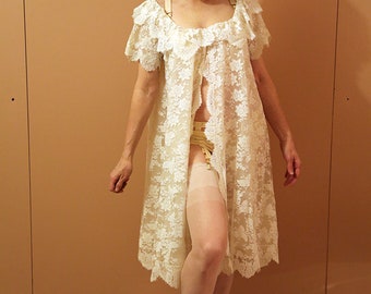 60s babydoll maternity lace dressing gown