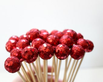 Red Sparkle Drink Stirrers, Holiday Party, Wedding Decor, Christmas, Cocktail Stirrers, Set of 12