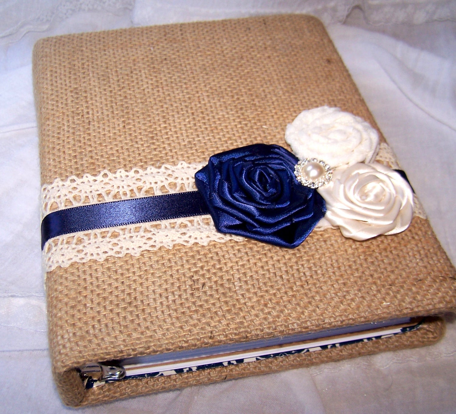 GUEST Book Bridal Shower Guest Book Navy and burlap bridal