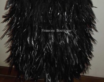 Free shipping above-knee length rooster straight hackle feather skirt for party, show, ball #SKT15023