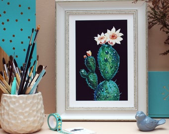 Prickly pear cactus Opuntia - A4 print