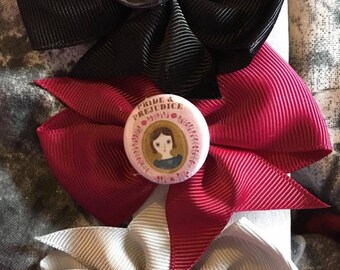 Set of 3 pride and predjudice jane austin hair clips