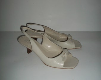 Vintage Franco Sarto Peep-Toe Slingback Shoes Size 7M