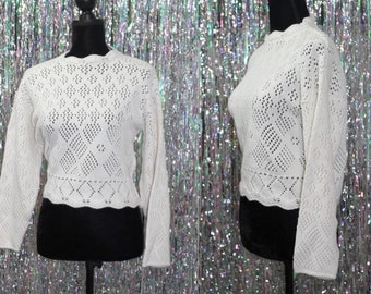 90's Fish Net White Sweater (S-M)
