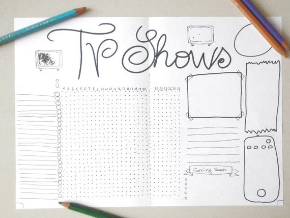 tv shows journal bujo tv series printable planner bullet