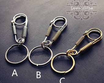 Handmade Key Chain Clap Loop Belt / Brass Hook / Brass Clap / Loop Belt / Menwear / CARABINER / Heavy Metal / EDC