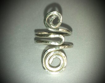 NEW! Handmade Hammered Sterling Silver Scroll Ring...Size 5 Adjustable